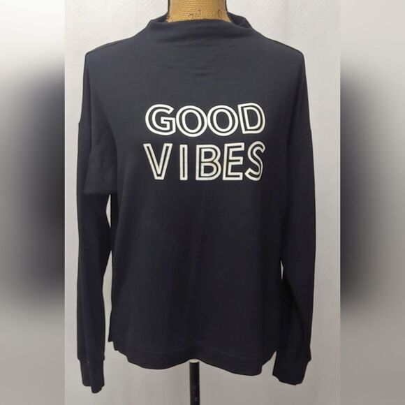 Marled Reunited Clothing "Good Vibes" Mock Neck Pullover Sz M 25" Pit to… - Picture 1 of 10